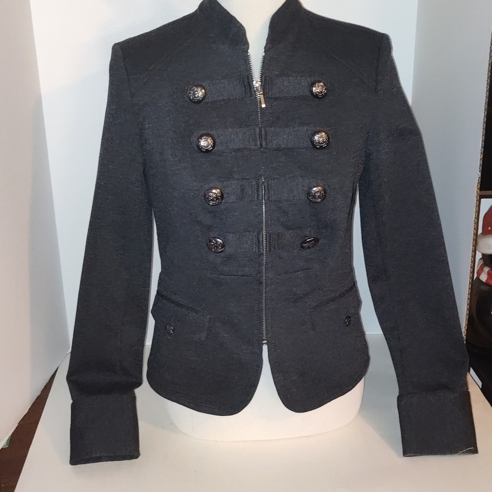 INC  Military Jacket with  Botton Detail Black Gray Size Small